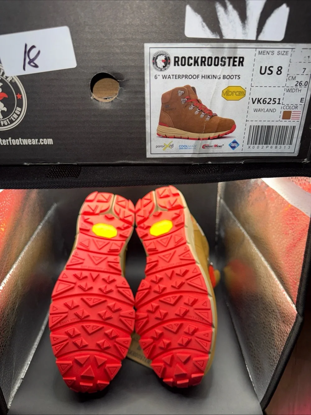 Size 8 - ROCKROOSTER Wayland 6 Inch Waterproof Hiking Shoes VK6251 MSRP $119.99